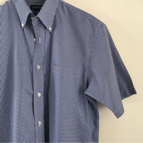 LANDS’ END No Iron Twill Short-sleeve Gingham Button Down Shirt | Size Small - Picture 1 of 6